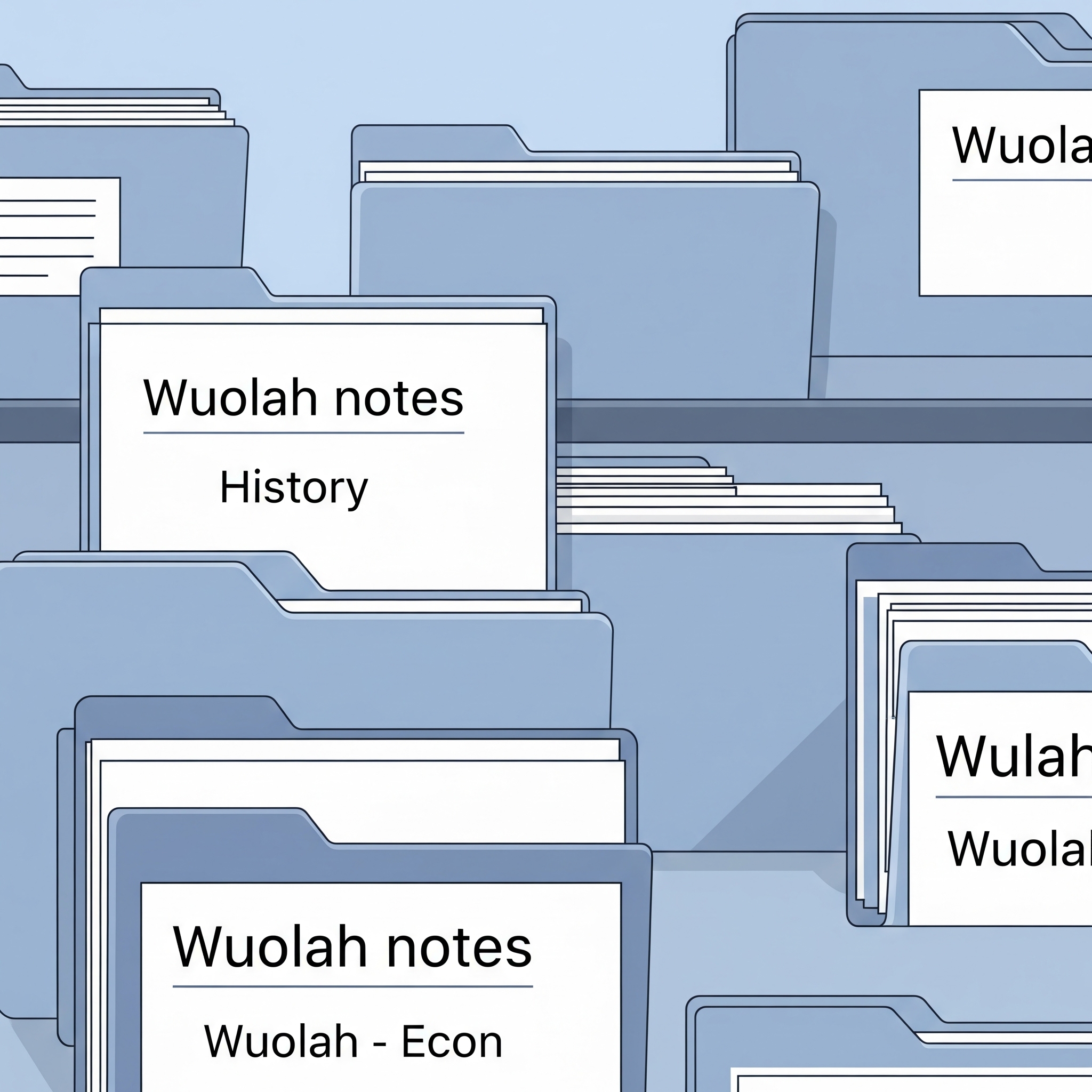 Escritorio digital organizado con carpetas de apuntes de Wuolah