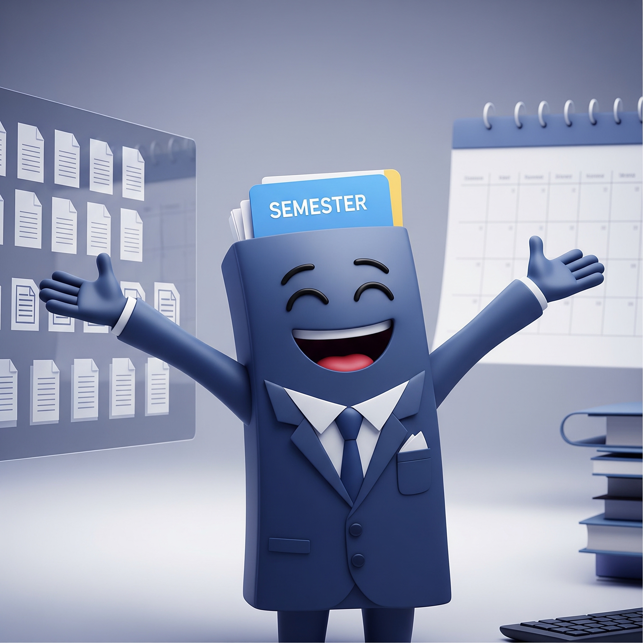Estudiante disfrutando de un semestre organizado gracias a una buena gestión de PDFs